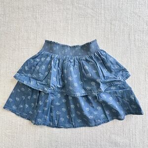 Mini Boden Floral Chambray Tiered Skirt EUC 9/10